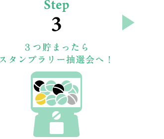 Step3 ３つ貯まったらスタンプラリー抽選会へ！